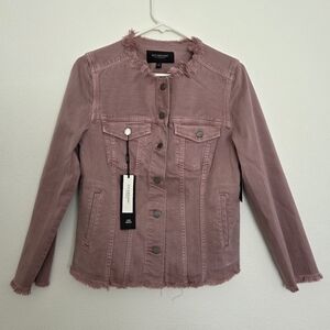 Liverpool Aster Mauve Frayed Trim Jean Jacket Size Small